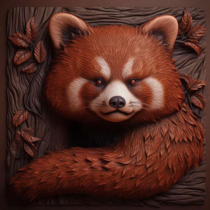 Nature and animals (red panda 1, NATURE_1661) 3D models for cnc